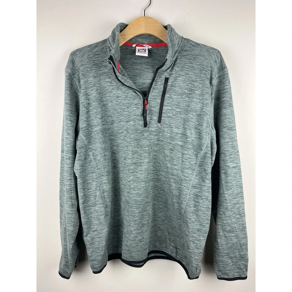 Avalanche Men's Gray 1/4 Zip Mock Neck Pullover Long Sleeve Size‎ L